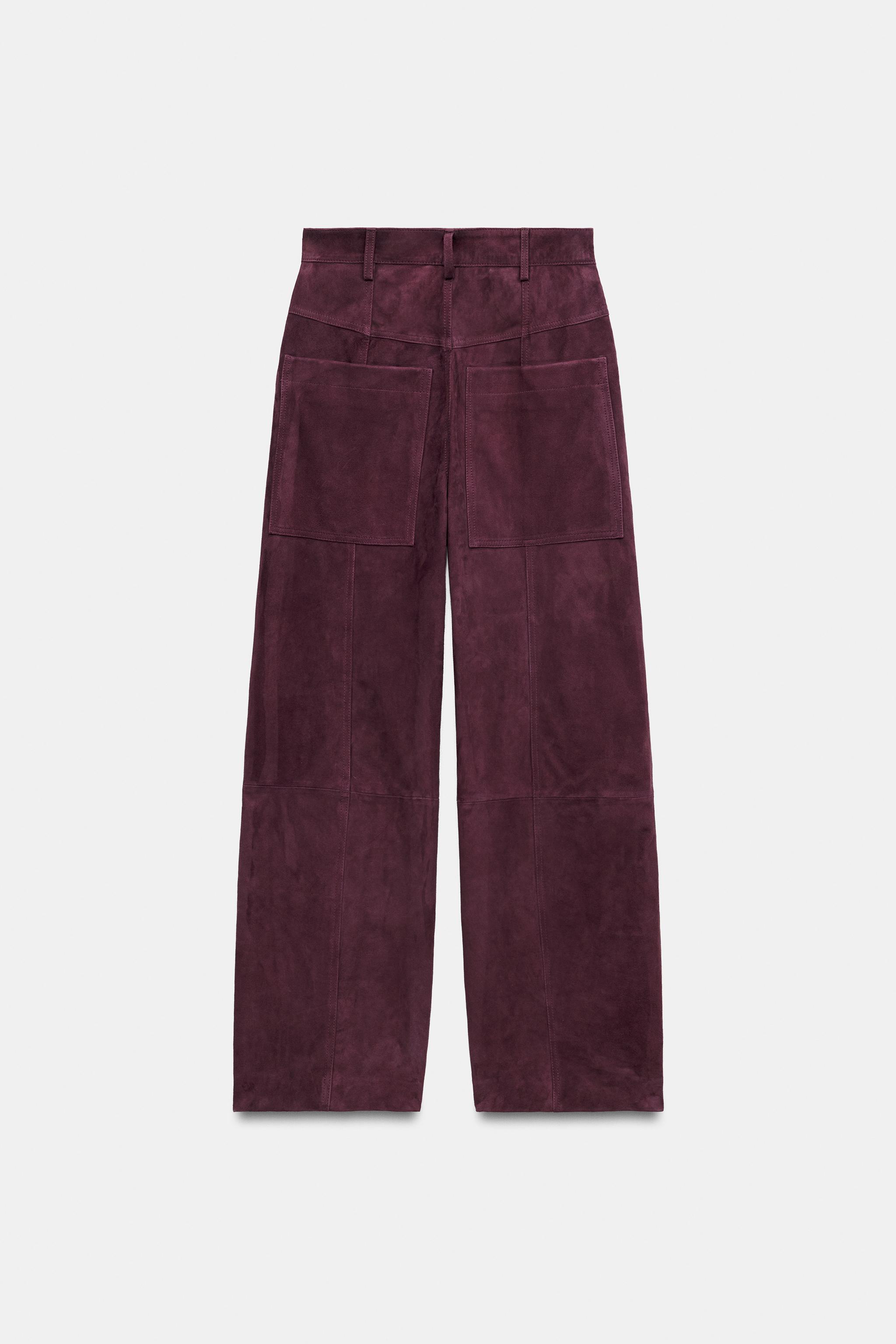 PANTALON EN CUIR DAIM 100 % AVEC POCHES ZW COLLECTION